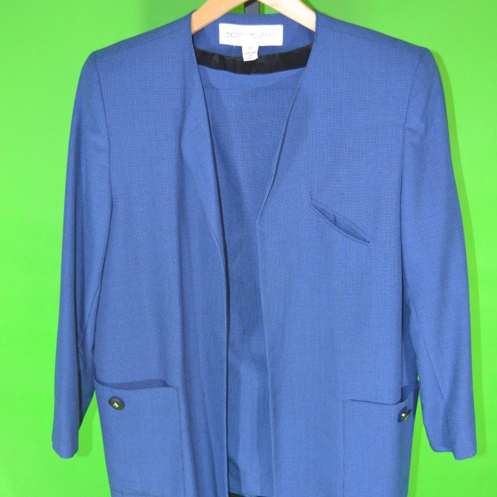 BERT NEWMAN BLUE AND BLACK SKIRT SET SIZE 14